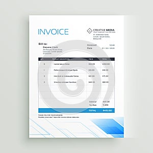 Blue invoice template design