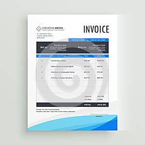 Blue invoice template design