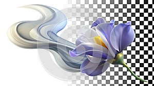 Blue iris flower, elegant bloom, floral design, and spring blossom png transparent image Generative AI photo
