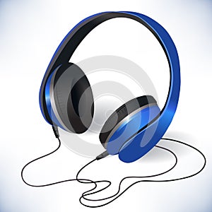 Blue isolated headphones emblem