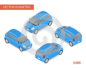 Blue isometric hatchback