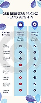 Blue Ivory Minimal Business Plan Comparison Infographic