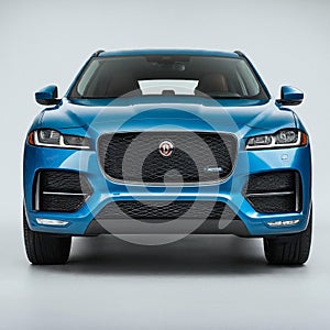 Blue Jaguar F-Pace SUV on a White Background