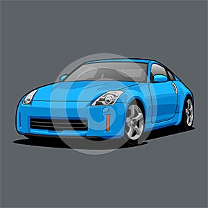 Blue Japanese Coupe Sport Car