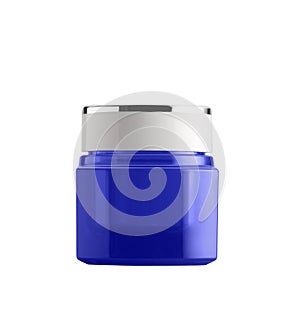 The blue jar packaging isolated on white background