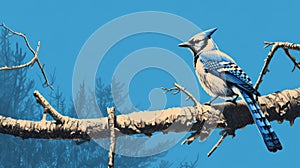 Blue Jay Art: Precisionist Lines And Stencil-like Imagery