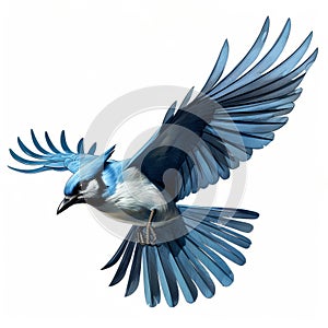 Blue Jay Bird Graphic Design In The Style Of Travis Charest