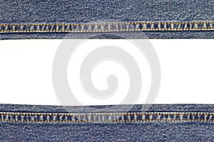 Blue jean, denim fabric texture isolated on white background with space for texture.