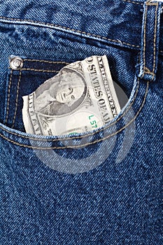 Blue jean and dollar bill