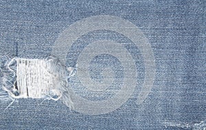 Blue jean texture background, pattern of denim in old and tear