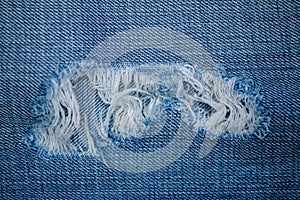 Blue Jean texture with a hole and threads