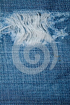 Blue Jean texture with a hole and threads