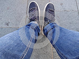 Blue jeans background. Jens texrure background photo
