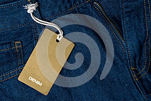 Blue jeans with blank brown label tag