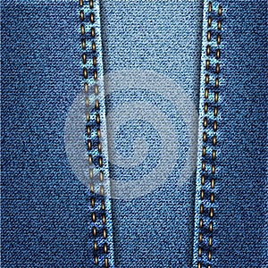 Blue Jeans Denim Fabric Texture With Stitch