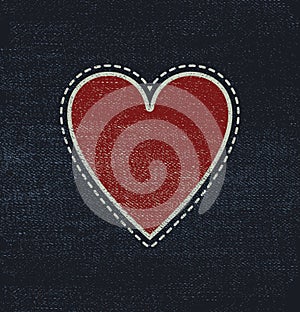 Blue jeans fabric with heart