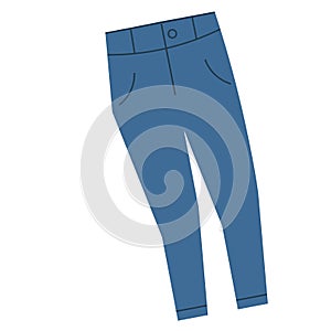 Blue jeans flat illustration on white