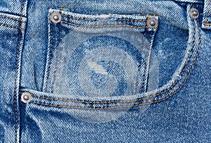 Blue jeans front pocket with buttons