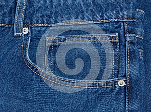 Blue jeans front pocket with buttons