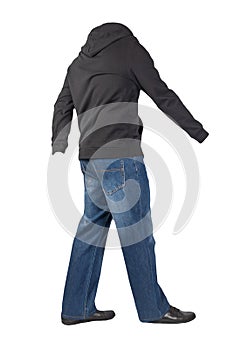 Blue jeans, hooded sweatshirt and leather shoes isolated on white background
