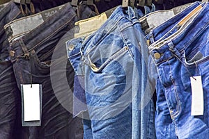 Blue jeans iin a wardrobe