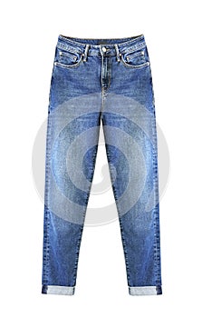 Blue jeans isolated on white, Women`s trousers cutout