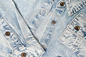 Blue jeans shirt close-up. clothes texture background