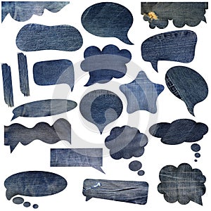 Blue jeans texture speech bubbles