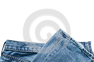 Blue jeans on white background.