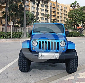 Blue Jeep Wrangler
