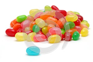 Blue jelly bean stand out