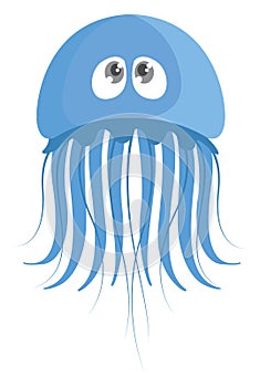 Blue jelly fish, illustration, vector