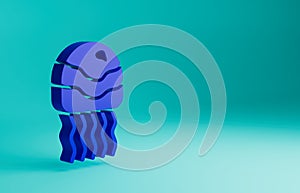 Blue Jellyfish icon isolated on blue background. Minimalism concept. 3D render illustration