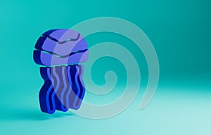 Blue Jellyfish icon isolated on blue background. Minimalism concept. 3D render illustration