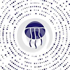 Blue Jellyfish icon isolated on white background. Abstract circle random dots. Vector