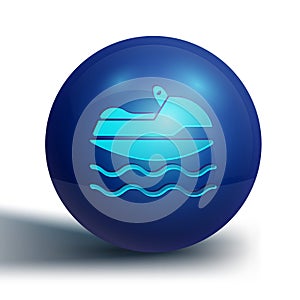 Blue Jet ski icon isolated on white background. Water scooter. Extreme sport. Blue circle button. Vector Illustration
