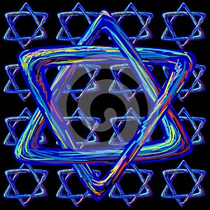 Blue Jewish Star Patterned Paper