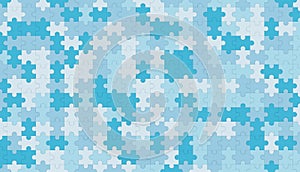 Blue jigsaw puzzle blank template, pattern texture background