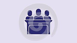 Blue Jurors icon isolated on purple background. 4K Video motion graphic animation