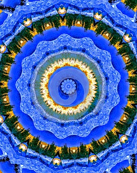 Blue and Green Mandala Kaleidoscope Design photo