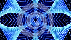 Blue kaleidoscope sequence patterns.Abstract multicolored motion graphics background. For yoga, clubs, shows, mandala