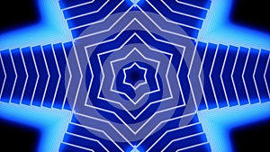 Blue kaleidoscope sequence patterns.Abstract multicolored motion graphics background. For yoga, clubs, shows, mandala
