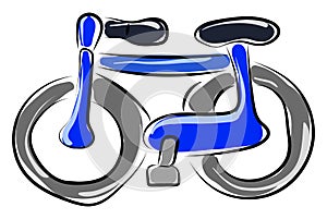 Blue kids bike, illustration, vector