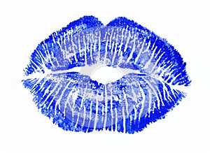 Blue kiss lips lip print