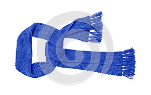 Blue knitted scarf isolate.