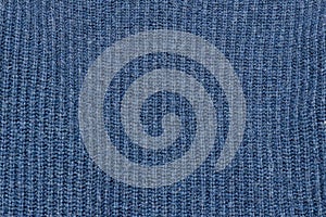 Blue Knitted texture. Close up