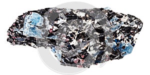 blue kyanite crystals in raw biotite rock cutout