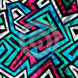 Blue labyrinth seamless pattern