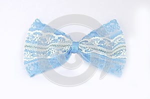 Blue lace bow tie