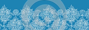 Blue lace flowers horizontal seamless pattern